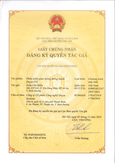 Phần mềm giao thông thông minh ITS Oryza